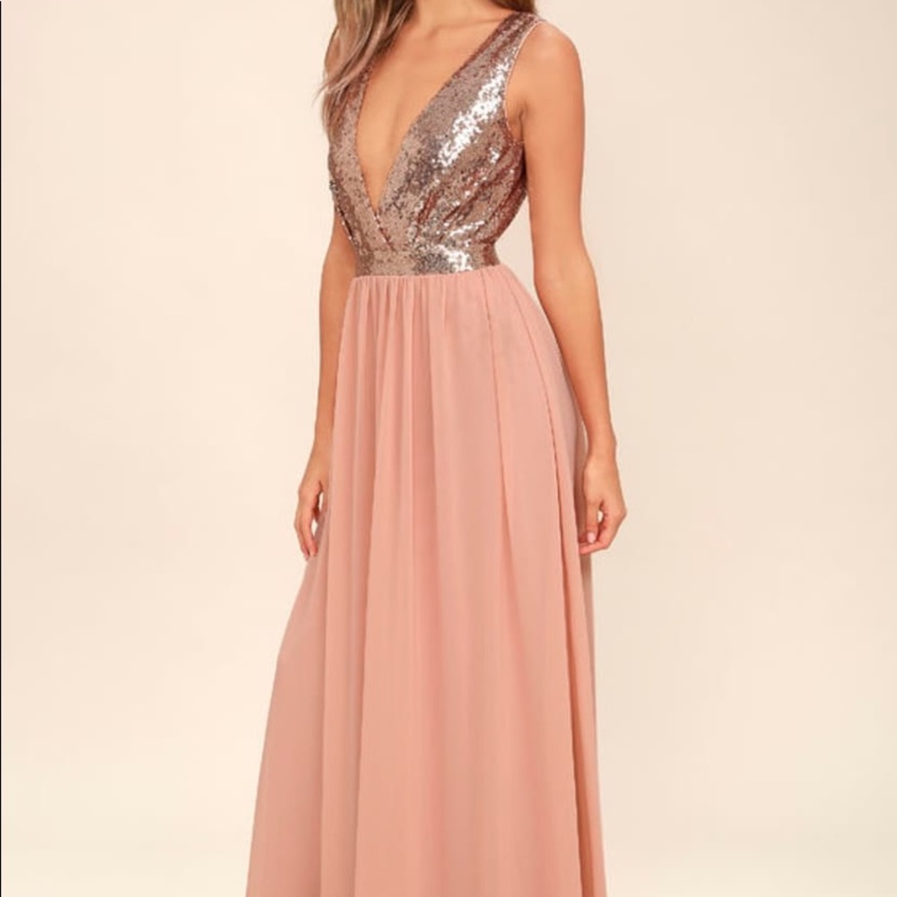 Brand New w/ tags rose gold pink sequins dress